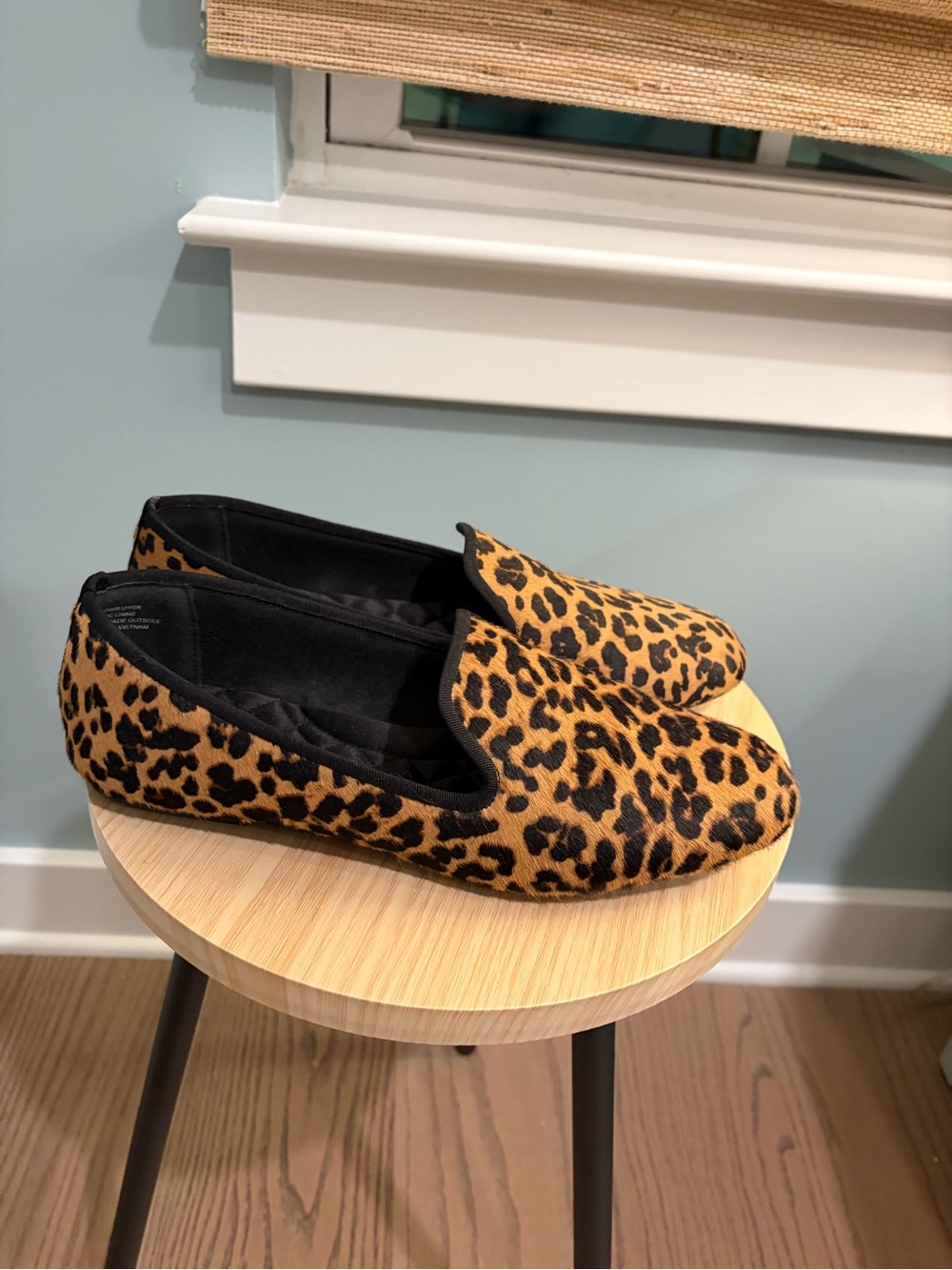 Birdies Leopard-Print Slip-On Flats in Tan and Black